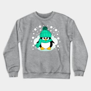 Christmas Penguin with Peppermint Hat and Scarf Crewneck Sweatshirt